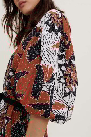 Robe midi en coton biologique - Orange et noir