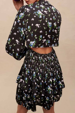 Robe volantée - Noir et bleu