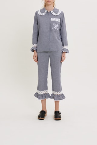 Chemisier en coton biologique - Bleu marine et écru