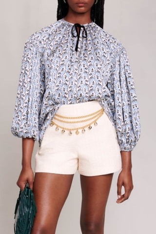 Blouse - Écru et bleu