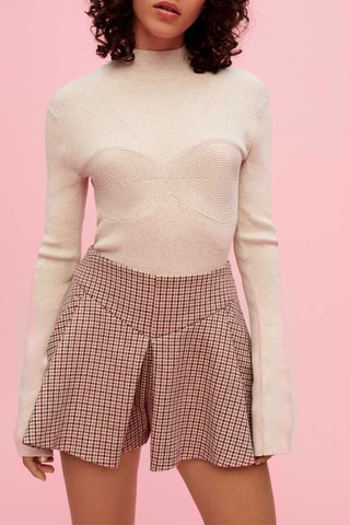 Short en laine taille haute - Camel