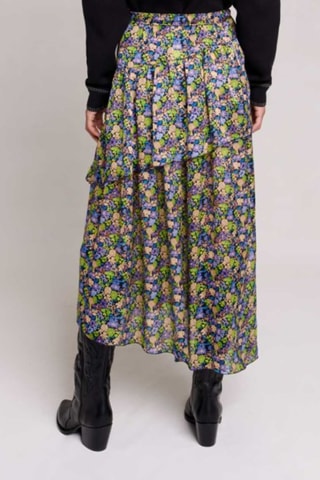 Jupe volantée taille haute - Jaune et bleu