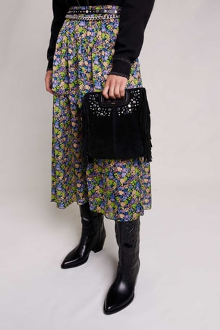 Jupe volantée taille haute - Jaune et bleu