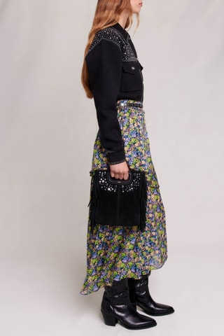 Jupe volantée taille haute - Jaune et bleu