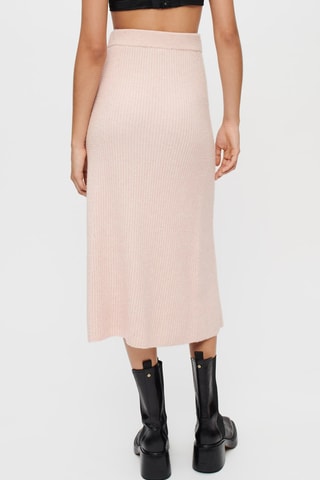 Jupe en laine et alpaga taille haute - Rose poudré