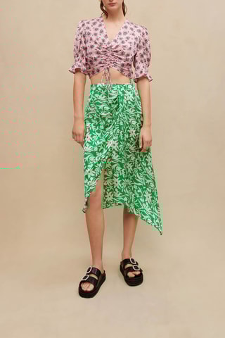 Jupe taille haute - Vert clair et écru