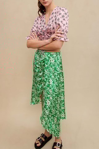 Jupe taille haute - Vert clair et écru