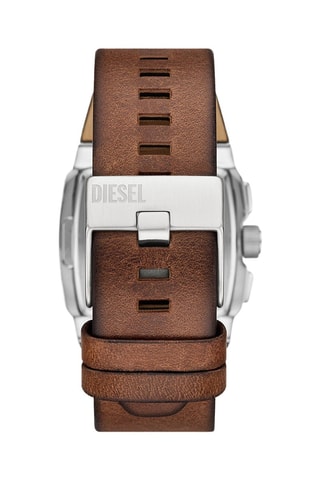 Orologio al quarzo in pelle - Cronografo - Marrone e argentato