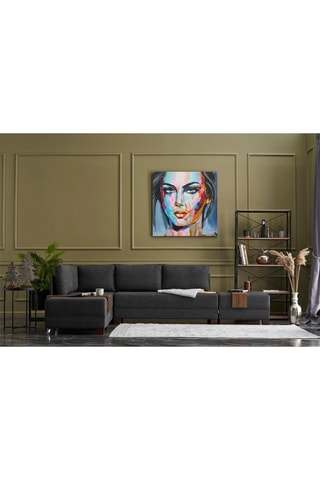 Canapé d'angle gauche convertible Fly - Anthracite - 3 places