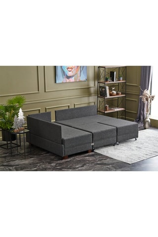 Canapé d'angle gauche convertible Fly - Anthracite - 3 places