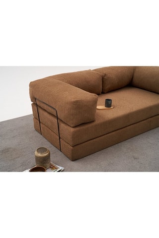 Canapé modulable convertible Comfort - Marron - 3 places - En tissu chenille