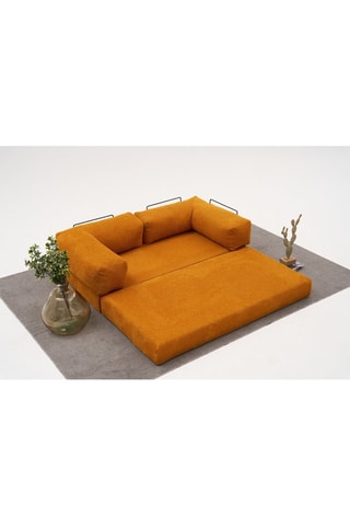 Canapé convertible Comfort - Orange - 3 places - En tissu chenille