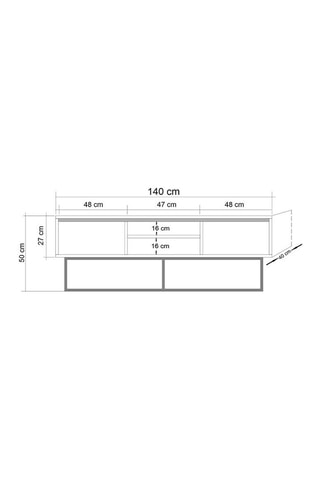 Meuble TV 2 tiroirs - 140 x 50 x 40 cm
