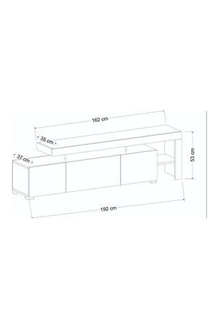 Meuble TV 2 portes et abattant - 192 x 53 x 37 cm