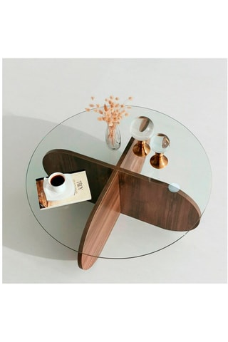 Table basse Bubble - Plateau en verre trempé - 75 x 75 x 35 cm