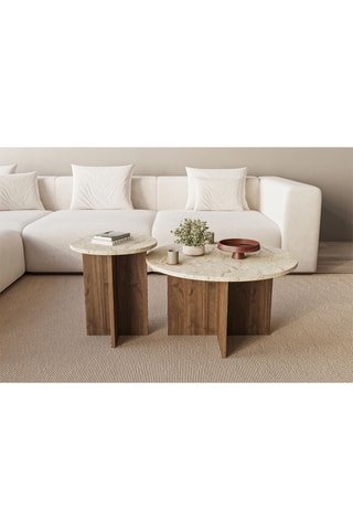 2 tables basses rondes - 70 x 40 cm et 40 x 47 cm