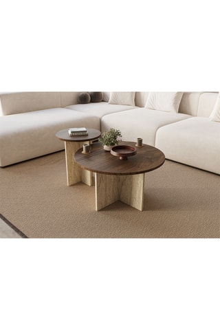 2 tables basses rondes - 70 x 40 cm et 40 x 47 cm