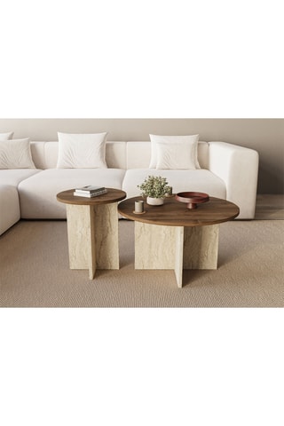 2 tables basses rondes - 70 x 40 cm et 40 x 47 cm