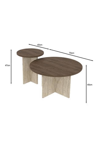 2 tables basses rondes - 70 x 40 cm et 40 x 47 cm