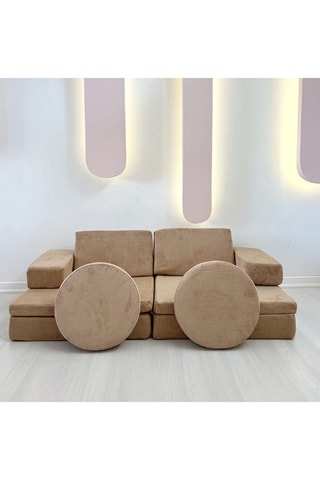 Canapé convertible - Camel - 2 places - Revêtement en polyester