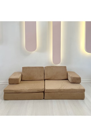 Canapé convertible - Camel - 2 places - Revêtement en polyester