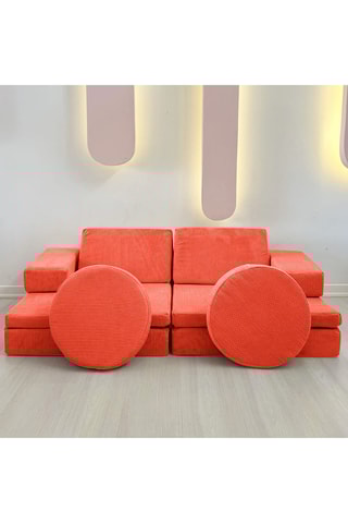 Canapé convertible - Orange - 2 places - Revêtement en polyester