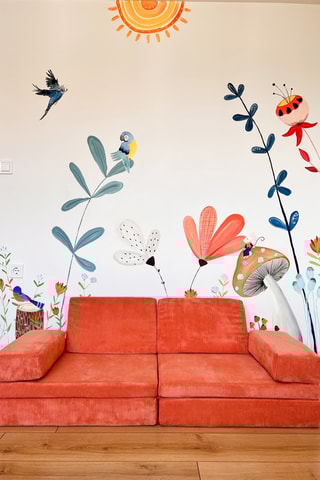 Canapé convertible - Orange - 2 places - Revêtement en polyester