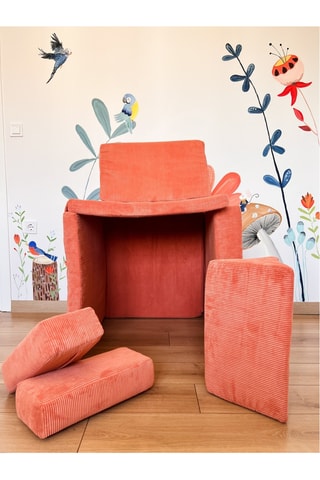 Canapé convertible - Orange - 2 places - Revêtement en polyester