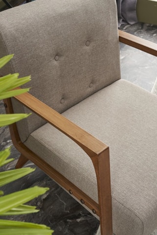 Fauteuil en hêtre - Crème - Revêtement en polyester