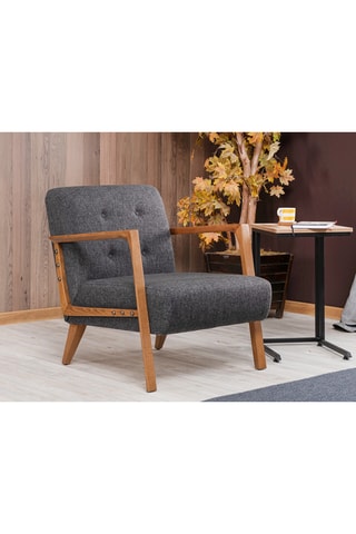 Fauteuil en hêtre - Gris - Revêtement en polyester