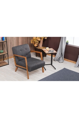 Fauteuil en hêtre - Gris - Revêtement en polyester