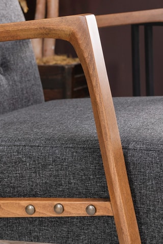 Fauteuil en hêtre - Gris - Revêtement en polyester