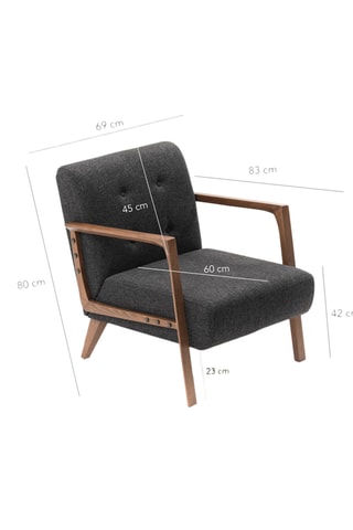 Fauteuil en hêtre - Gris - Revêtement en polyester