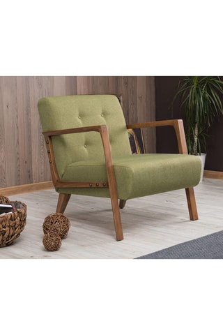 Fauteuil en hêtre - Vert - Revêtement en polyester