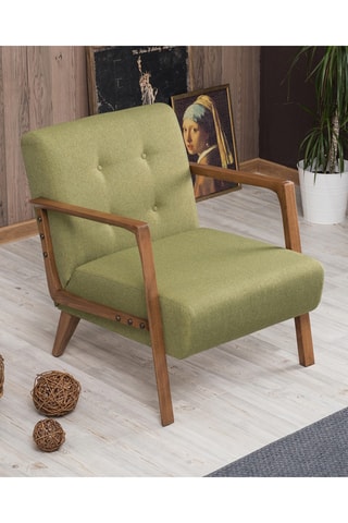 Fauteuil en hêtre - Vert - Revêtement en polyester