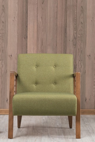 Fauteuil en hêtre - Vert - Revêtement en polyester