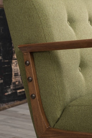 Fauteuil en hêtre - Vert - Revêtement en polyester