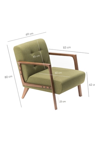 Fauteuil en hêtre - Vert - Revêtement en polyester