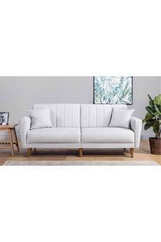 Canapé convertible - Crème - 3 places - Revêtement en lin