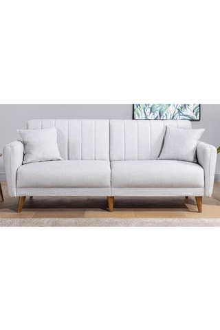 Canapé convertible - Crème - 3 places - Revêtement en lin