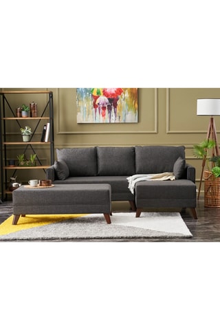 Canapé d'angle réversible convertible - Anthracite - 3 places - Revêtement en polyester