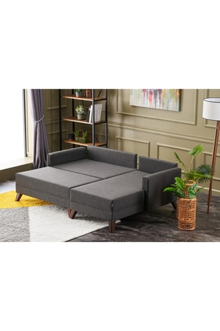 Canapé d'angle réversible convertible - Anthracite - 3 places - Revêtement en polyester