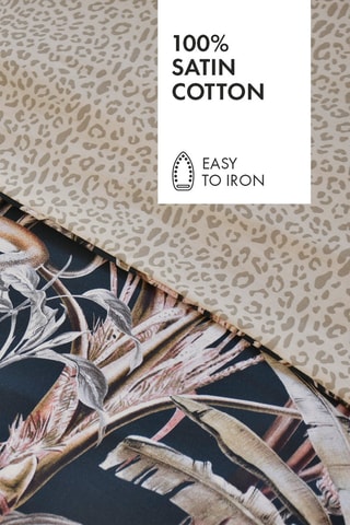 Katoensatijnen Hoeslaken 80 Draad/cm² Leopard- Taupe