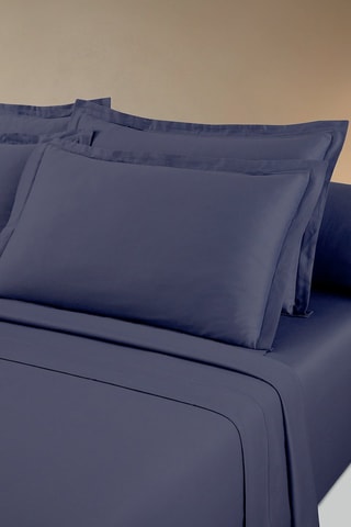 2 Katoensatijnen Kussenslopen 80 Draad/cm² Uni 1 Baratta - Marineblauw