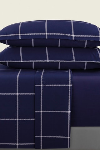 2 taies d'oreiller en satin de coton 80 fils/cm² Arthur - Bleu foncé