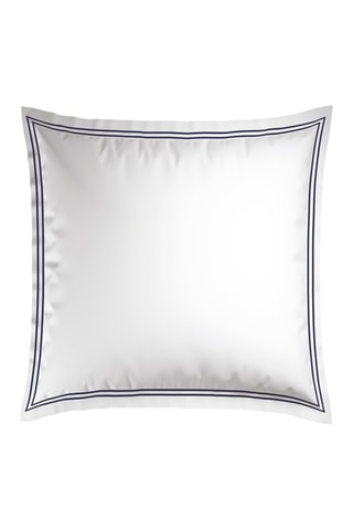 2 Katoensatijnen Kussenslopen 80 Draad/cm² Saint-Tropez- Wit en Donkerblauw