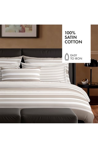 2 Katoensatijnen Kussenslopen 80 Draad/cm² Sylvestre- Taupe en Wit