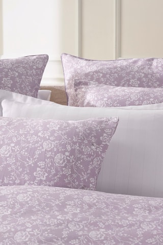 2 fronhas em cetim de algodão 80 fios/cm² Fleurs - Lavanda