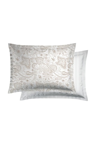 2 fronhas em cetim de algodão 120 fios/cm² Paisley - Bege