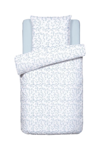 Conjunto de edredão em cetim de algodão Le Frêne - 
Azul e branco